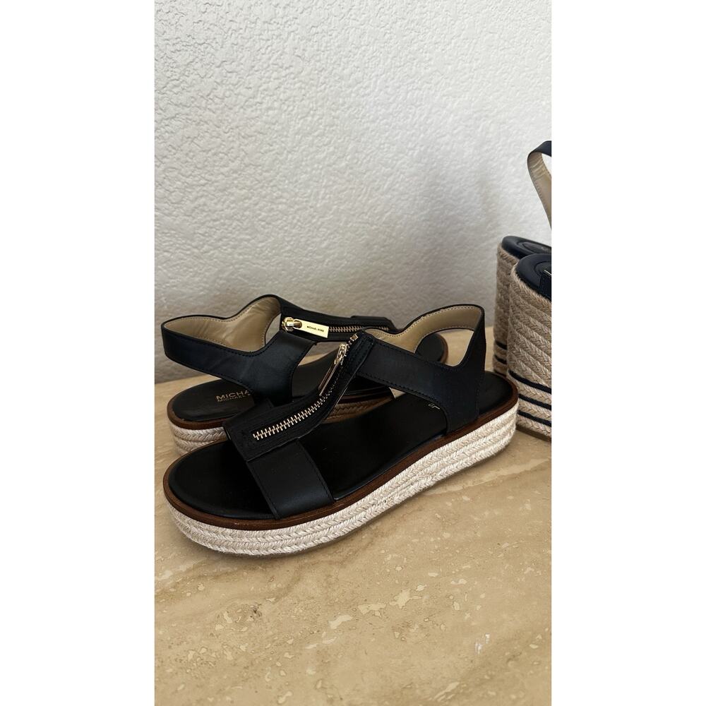 Michael Kors Black Sandals Blue Espadrilles Lot Of 2 Size 6.5 - Picture 3 of 3